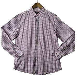 Untuckit Shirt Mens Large Pink Check Long Sleeve Button Up Lightweight Casual